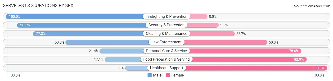 Services Occupations by Sex in Zip Code 17087