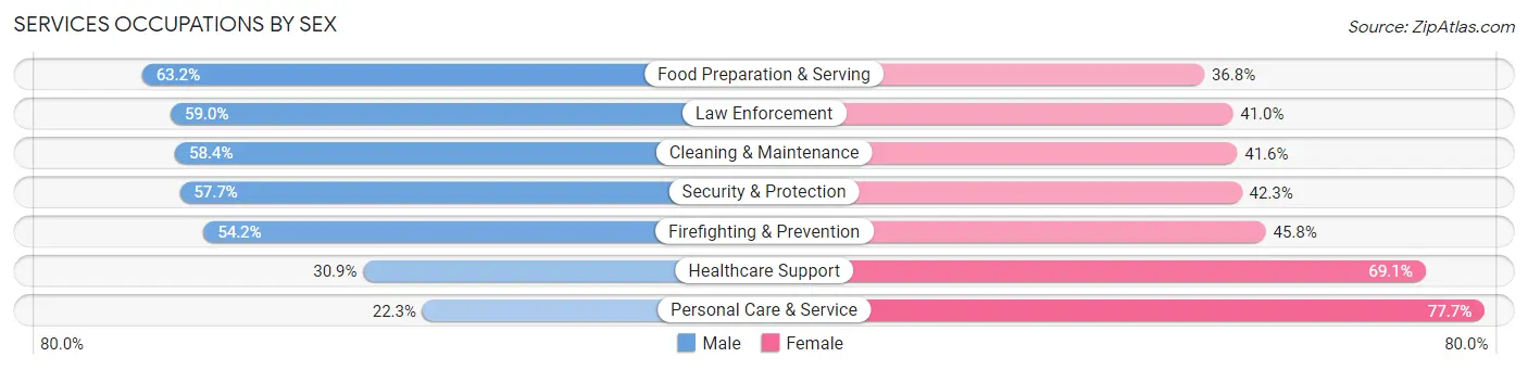 Services Occupations by Sex in Zip Code 17112