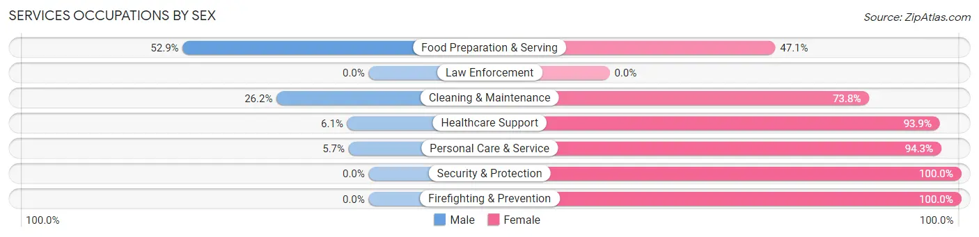 Services Occupations by Sex in Zip Code 17113
