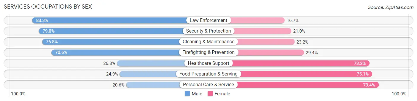 Services Occupations by Sex in Zip Code 17201