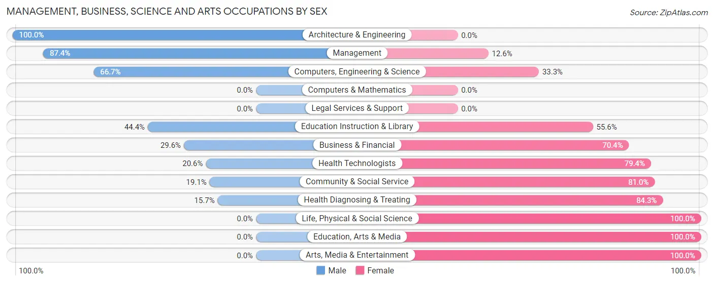 Management, Business, Science and Arts Occupations by Sex in Zip Code 17229