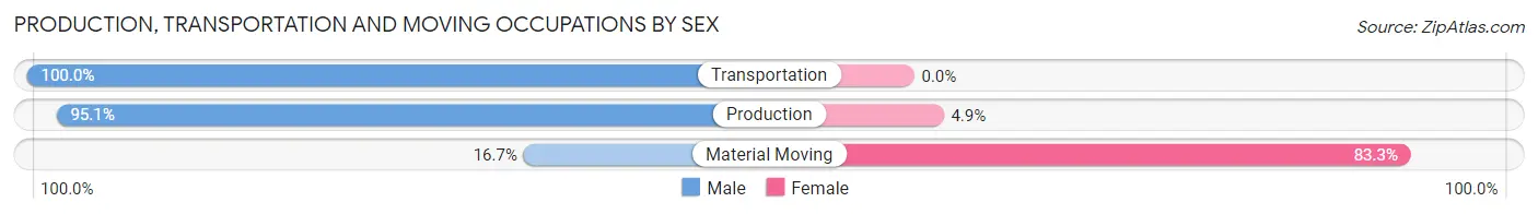 Production, Transportation and Moving Occupations by Sex in Zip Code 17229