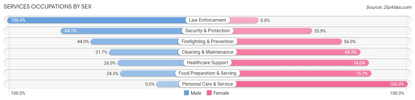 Services Occupations by Sex in Zip Code 17233