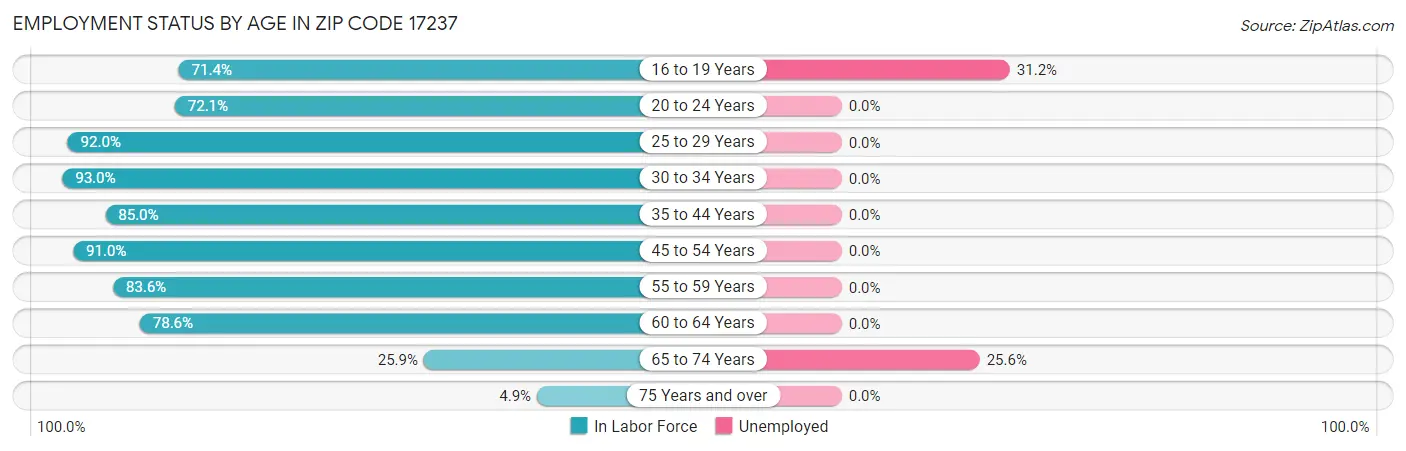 Employment Status by Age in Zip Code 17237