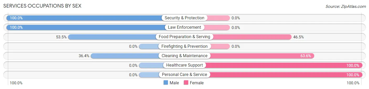Services Occupations by Sex in Zip Code 17238