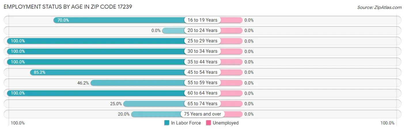 Employment Status by Age in Zip Code 17239