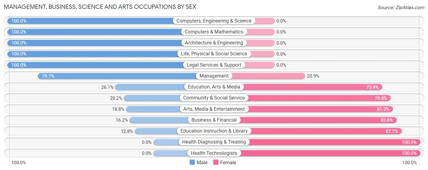 Management, Business, Science and Arts Occupations by Sex in Zip Code 17240
