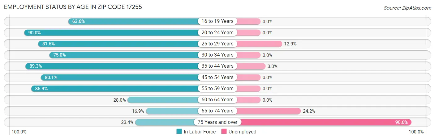 Employment Status by Age in Zip Code 17255
