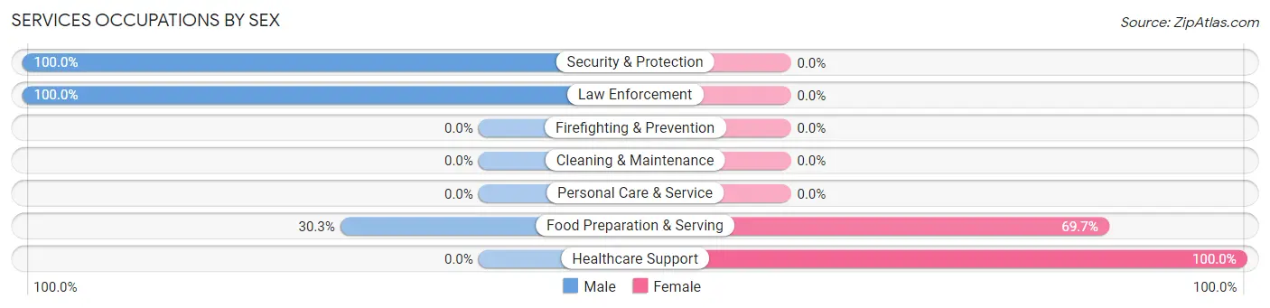 Services Occupations by Sex in Zip Code 17260