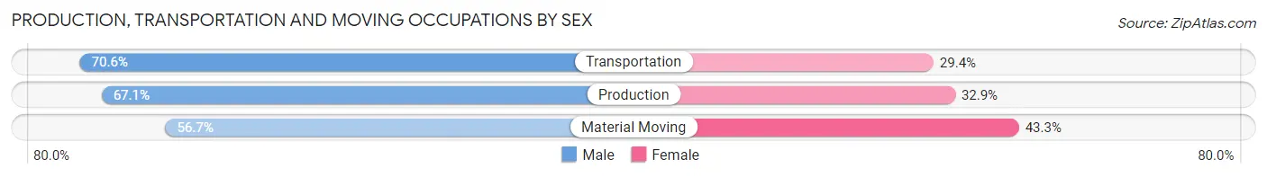 Production, Transportation and Moving Occupations by Sex in Zip Code 17262