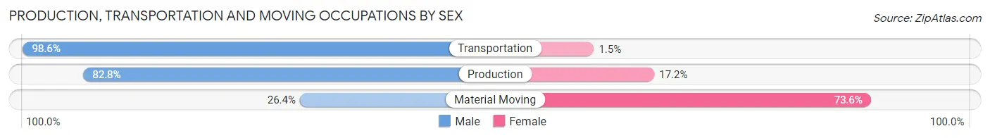 Production, Transportation and Moving Occupations by Sex in Zip Code 17301