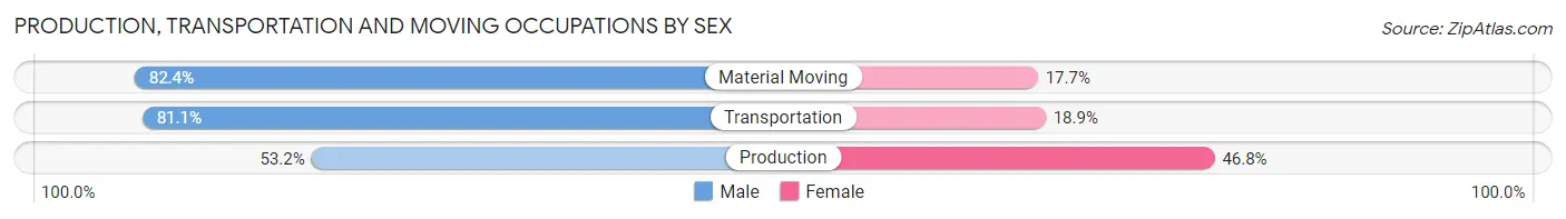 Production, Transportation and Moving Occupations by Sex in Zip Code 17307