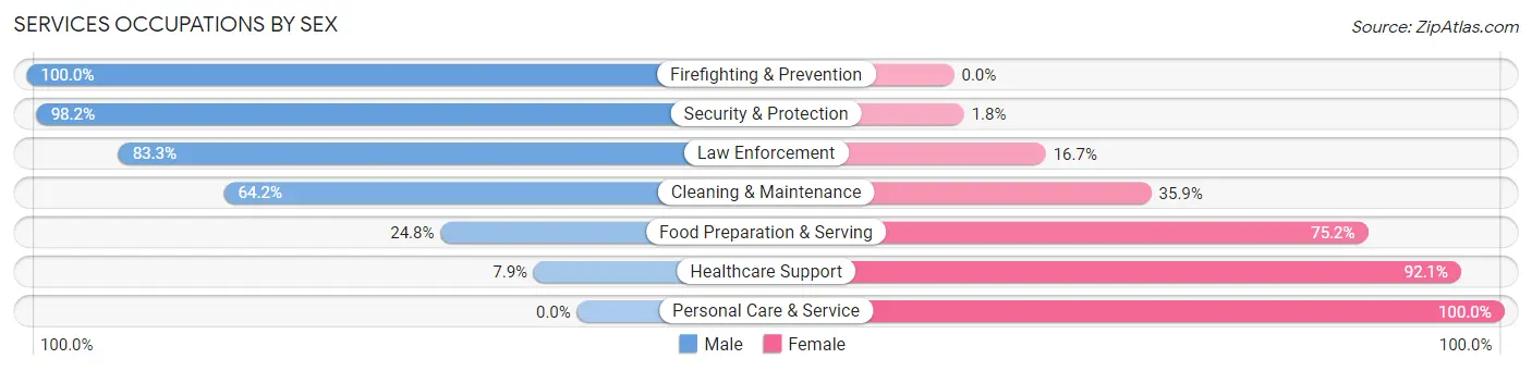 Services Occupations by Sex in Zip Code 17307
