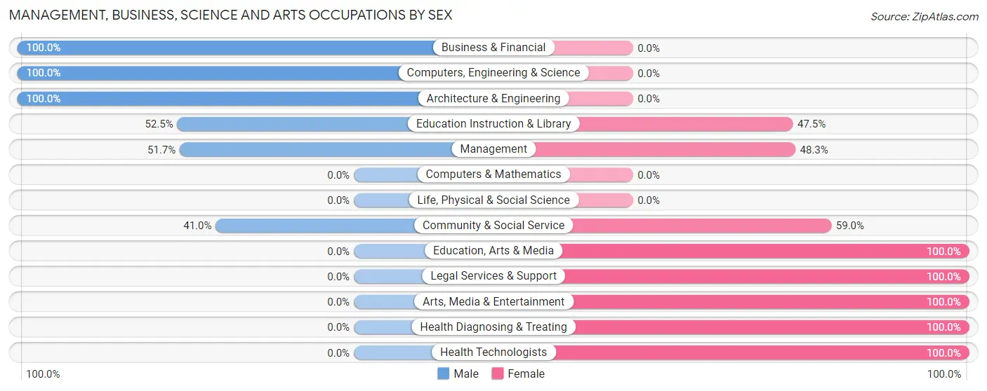 Management, Business, Science and Arts Occupations by Sex in Zip Code 17309