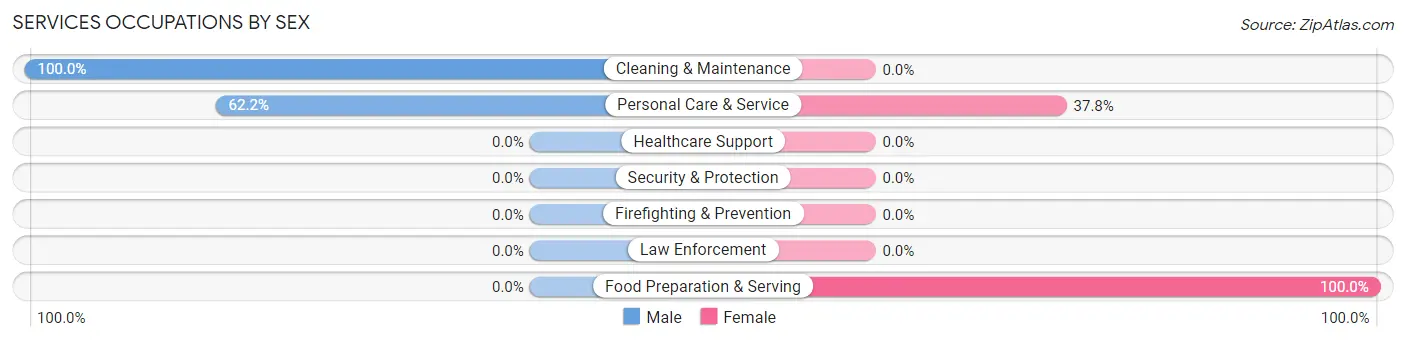 Services Occupations by Sex in Zip Code 17309