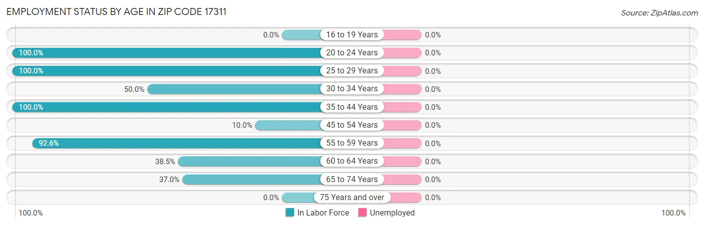 Employment Status by Age in Zip Code 17311