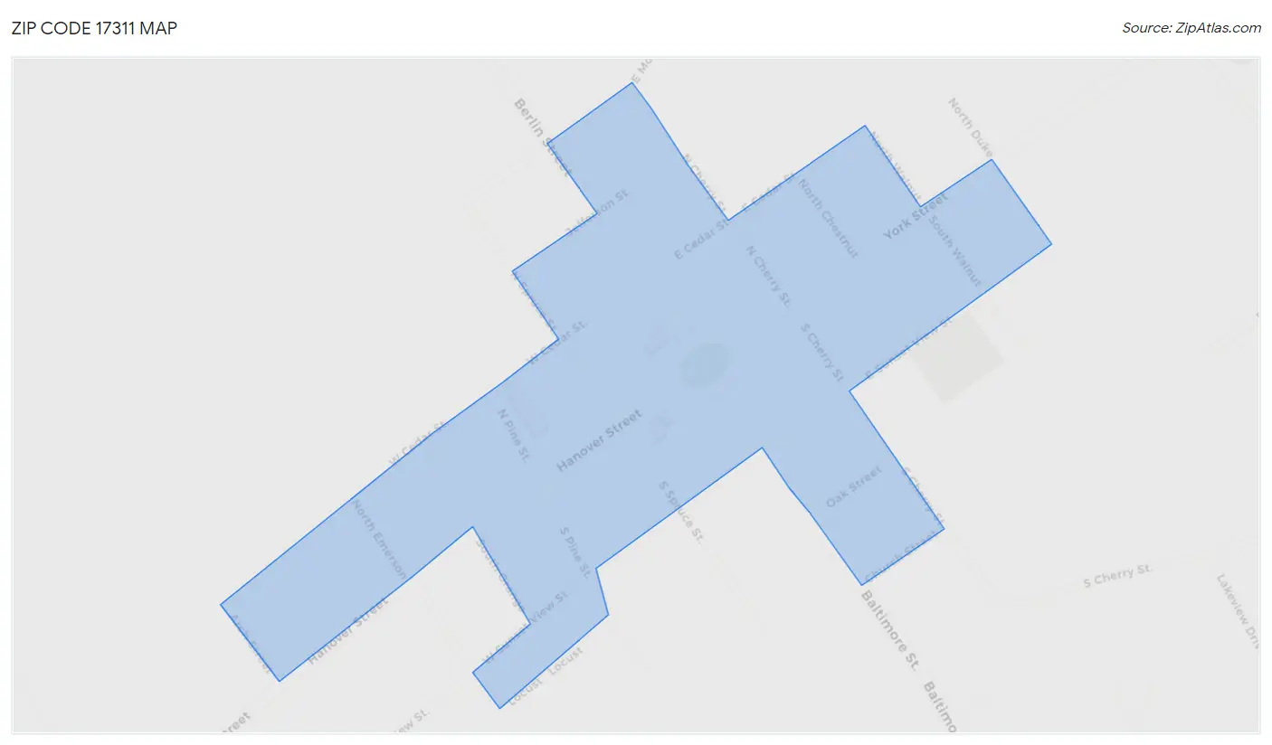 Zip Code 17311 Map