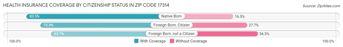 Health Insurance Coverage by Citizenship Status in Zip Code 17314