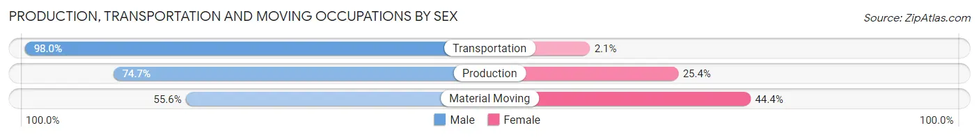 Production, Transportation and Moving Occupations by Sex in Zip Code 17316