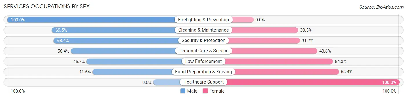 Services Occupations by Sex in Zip Code 17316