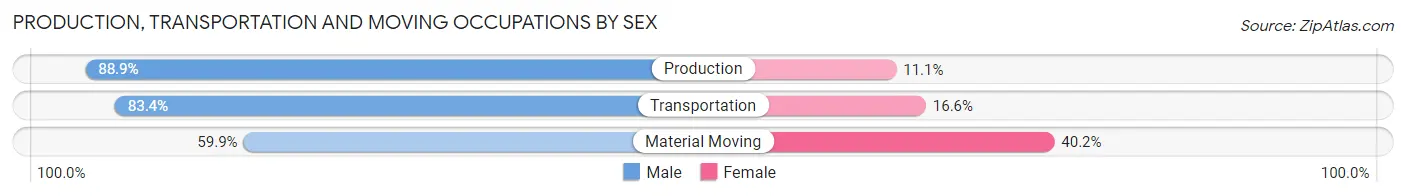 Production, Transportation and Moving Occupations by Sex in Zip Code 17319