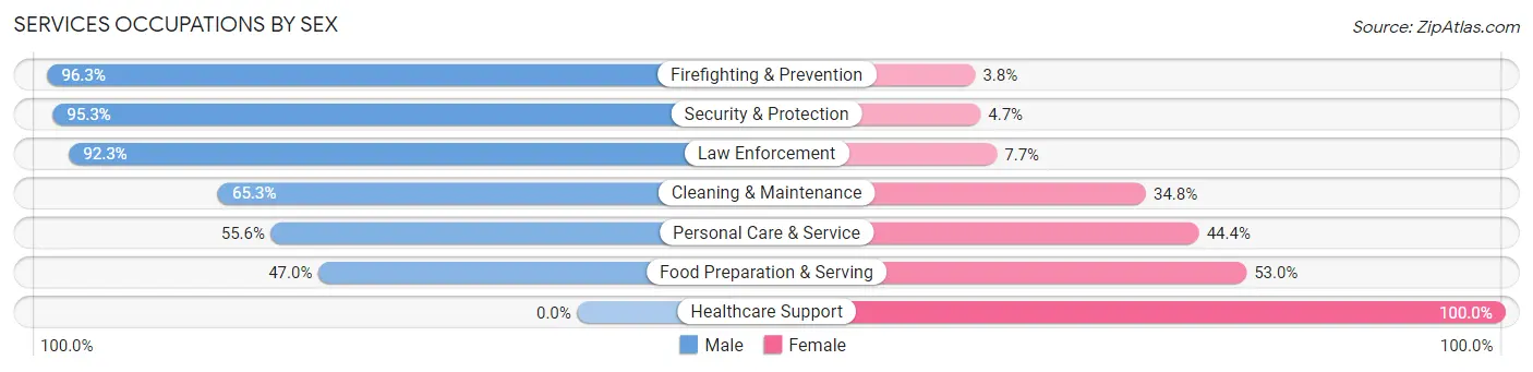 Services Occupations by Sex in Zip Code 17320