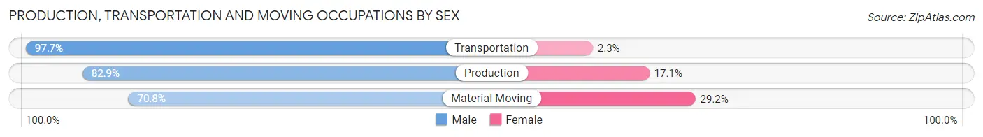 Production, Transportation and Moving Occupations by Sex in Zip Code 17324