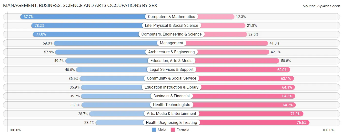 Management, Business, Science and Arts Occupations by Sex in Zip Code 17325