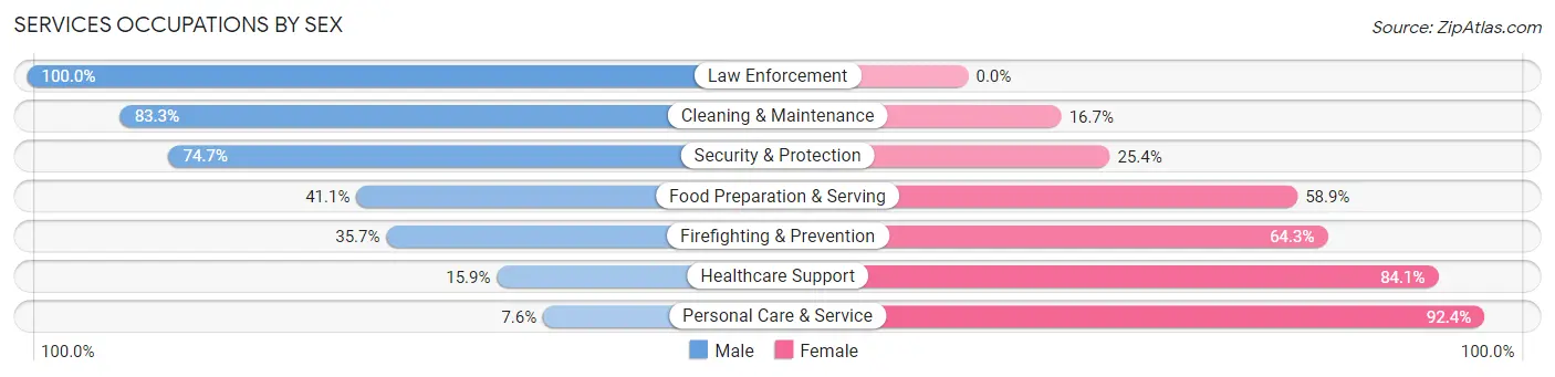 Services Occupations by Sex in Zip Code 17327
