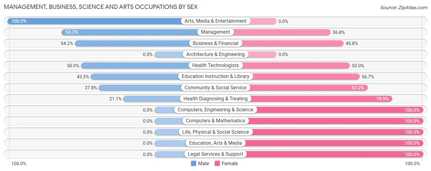 Management, Business, Science and Arts Occupations by Sex in Zip Code 17329