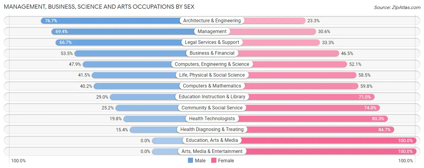 Management, Business, Science and Arts Occupations by Sex in Zip Code 17339