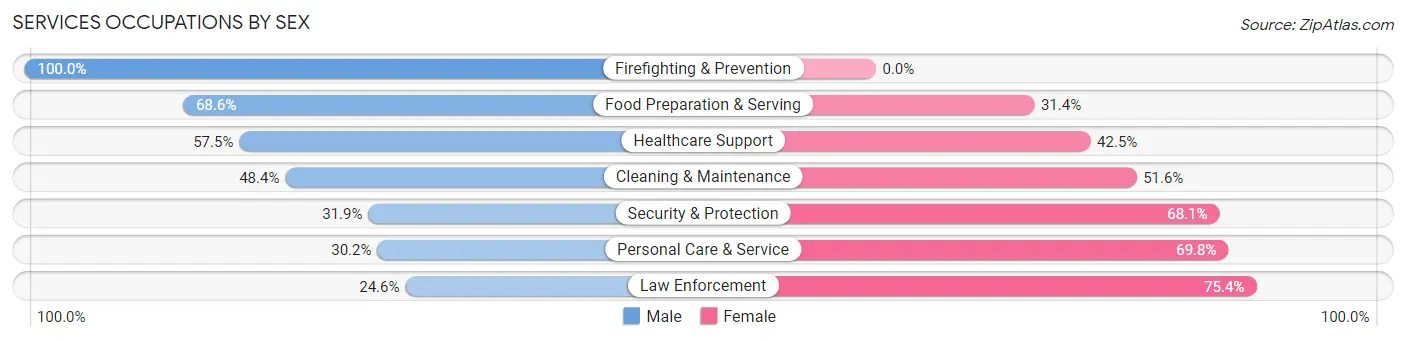 Services Occupations by Sex in Zip Code 17339
