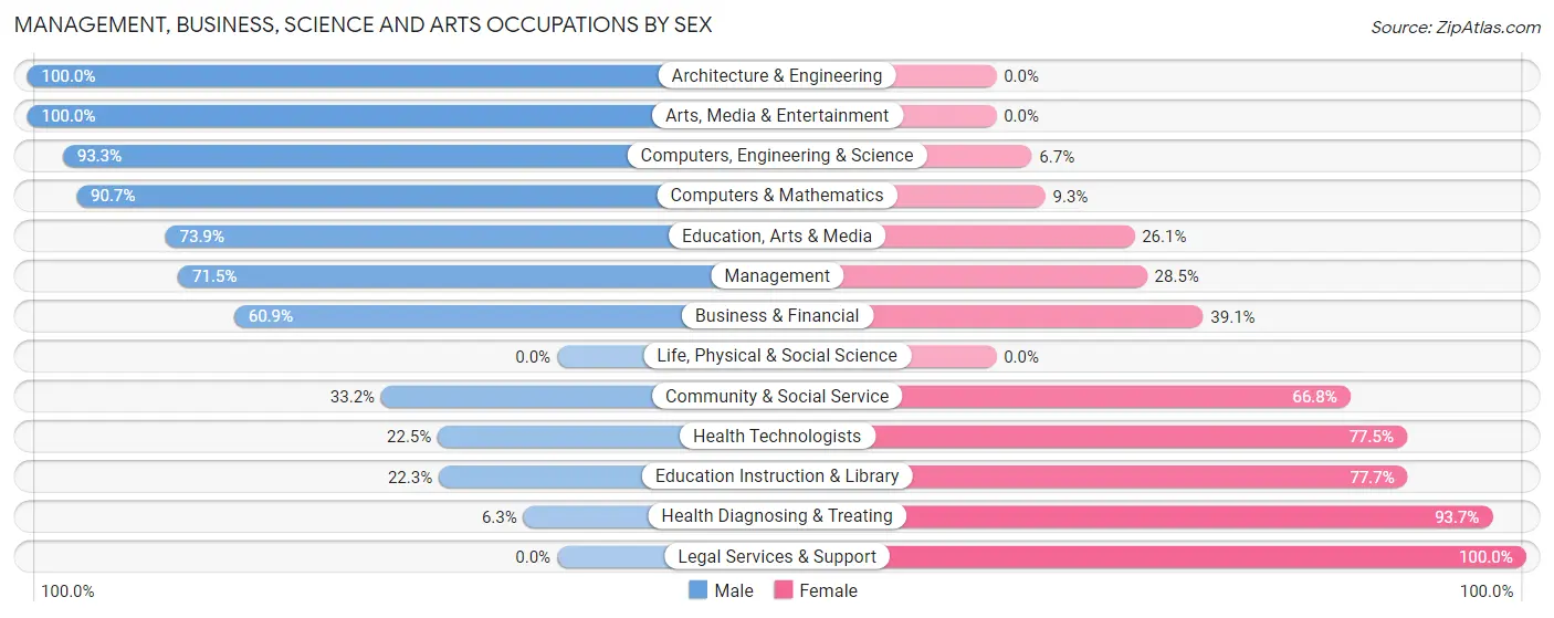 Management, Business, Science and Arts Occupations by Sex in Zip Code 17345