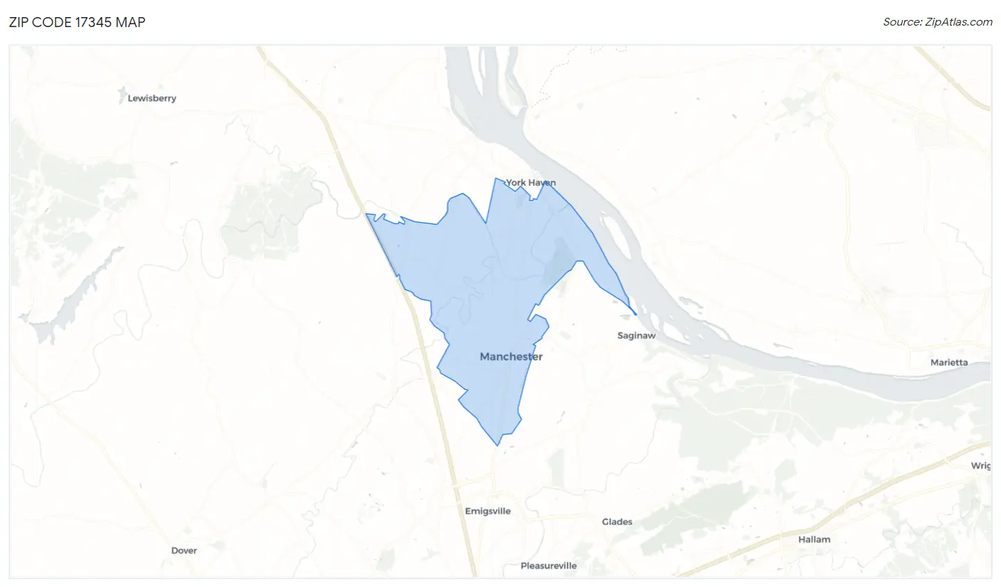 Zip Code 17345 Map