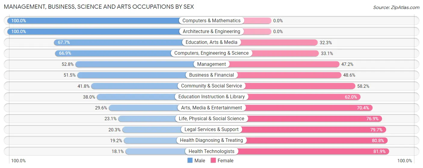 Management, Business, Science and Arts Occupations by Sex in Zip Code 17347