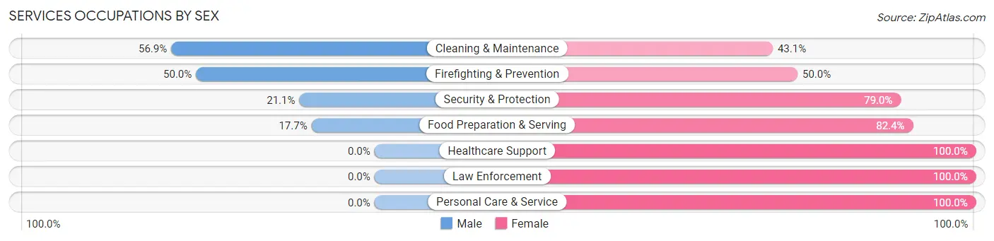 Services Occupations by Sex in Zip Code 17347