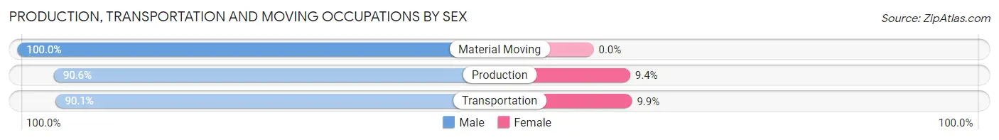 Production, Transportation and Moving Occupations by Sex in Zip Code 17349