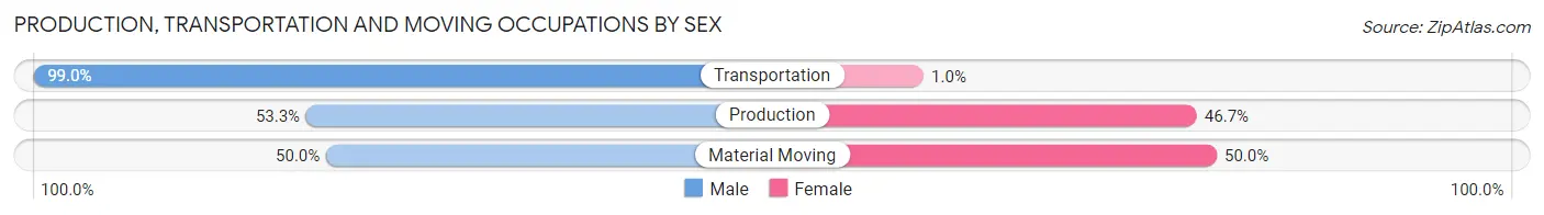 Production, Transportation and Moving Occupations by Sex in Zip Code 17360