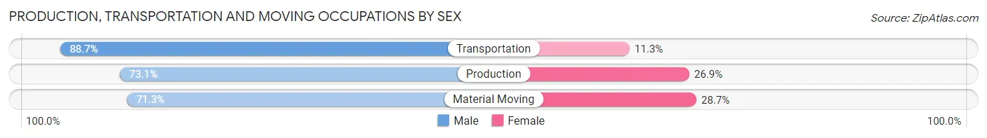 Production, Transportation and Moving Occupations by Sex in Zip Code 17362