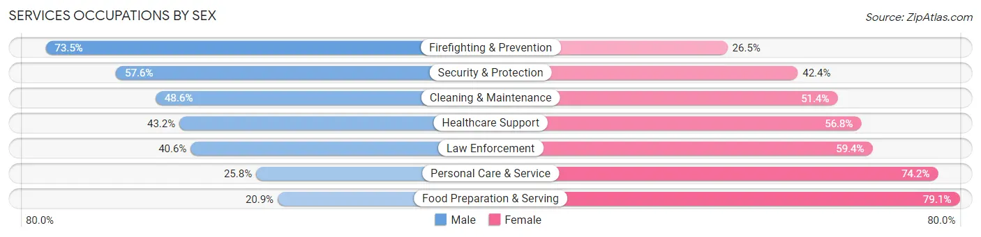 Services Occupations by Sex in Zip Code 17362
