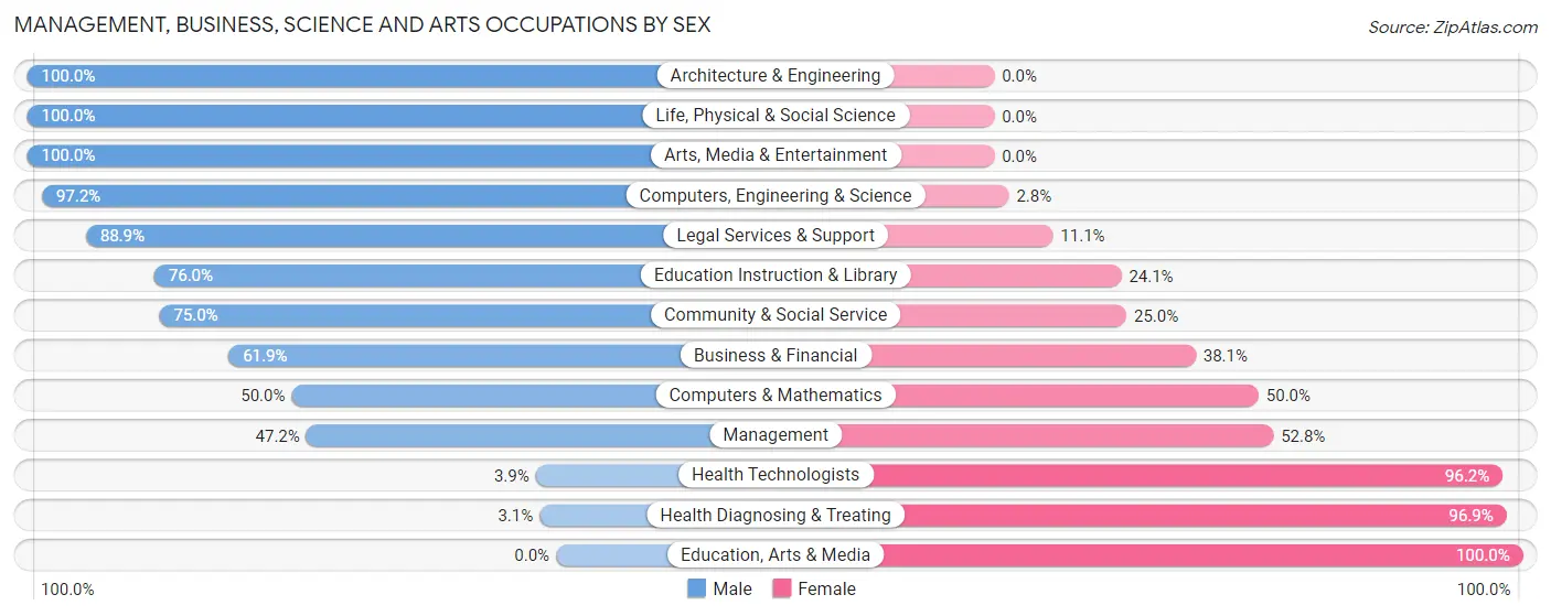Management, Business, Science and Arts Occupations by Sex in Zip Code 17365