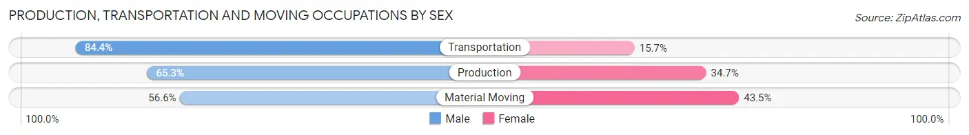 Production, Transportation and Moving Occupations by Sex in Zip Code 17372