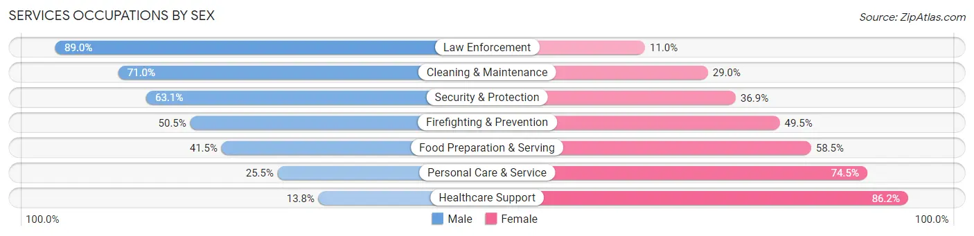 Services Occupations by Sex in Zip Code 17403