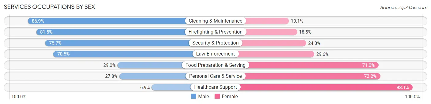 Services Occupations by Sex in Zip Code 17406