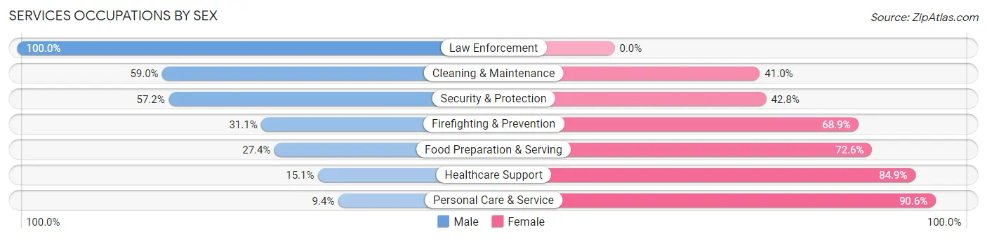 Services Occupations by Sex in Zip Code 17517