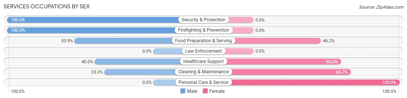Services Occupations by Sex in Zip Code 17518