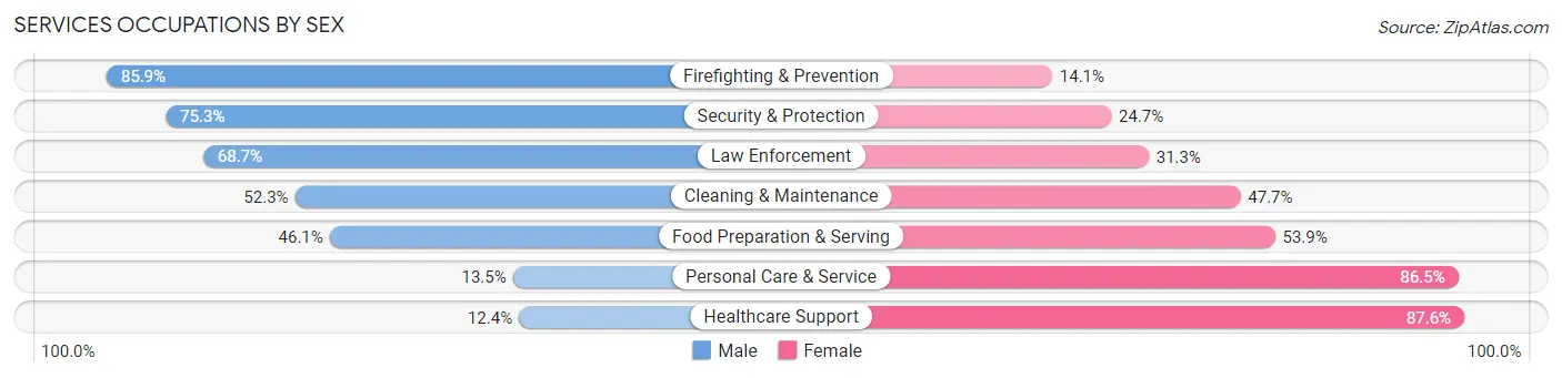 Services Occupations by Sex in Zip Code 17522