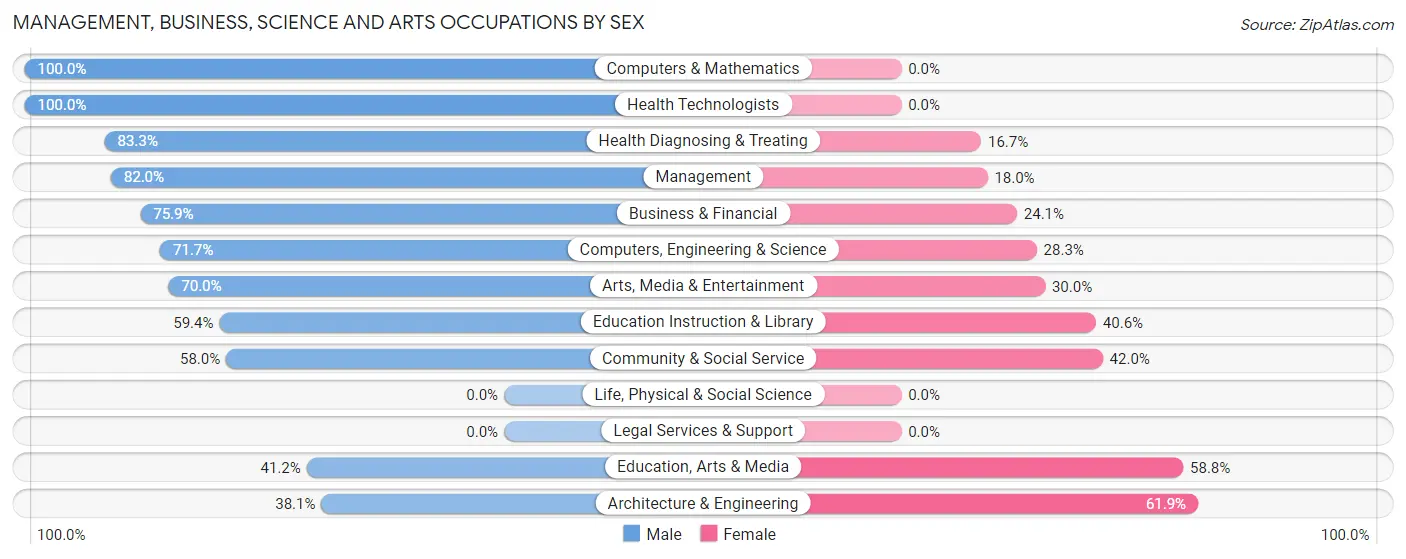 Management, Business, Science and Arts Occupations by Sex in Zip Code 17529