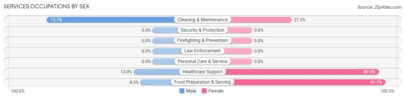 Services Occupations by Sex in Zip Code 17529