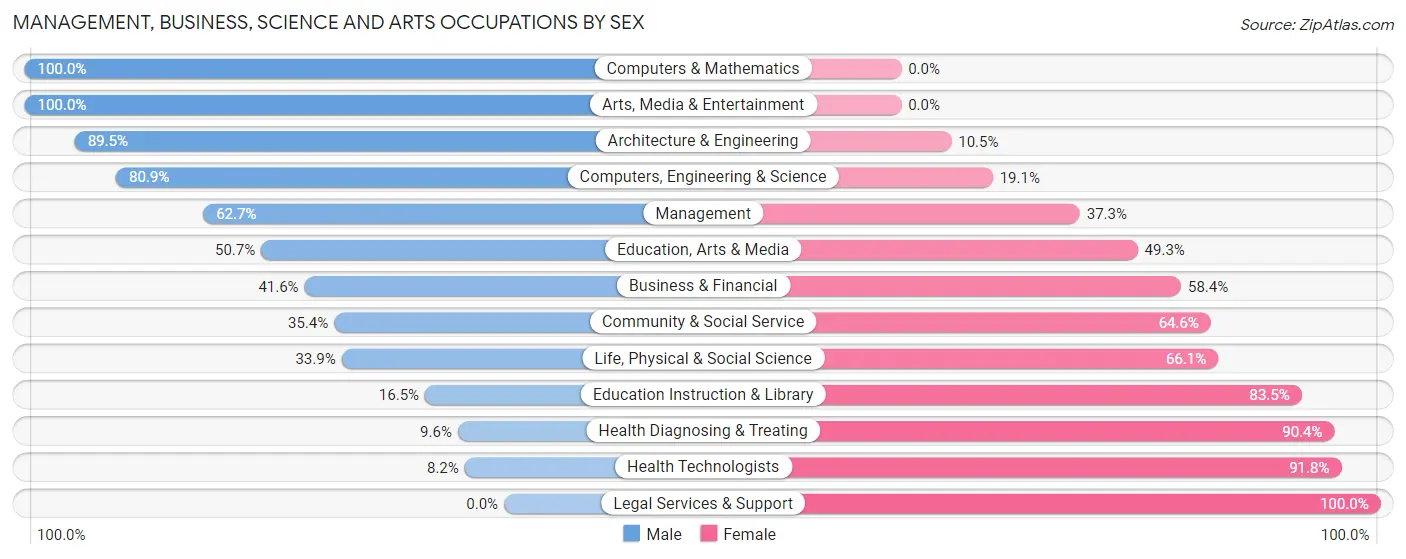 Management, Business, Science and Arts Occupations by Sex in Zip Code 17540